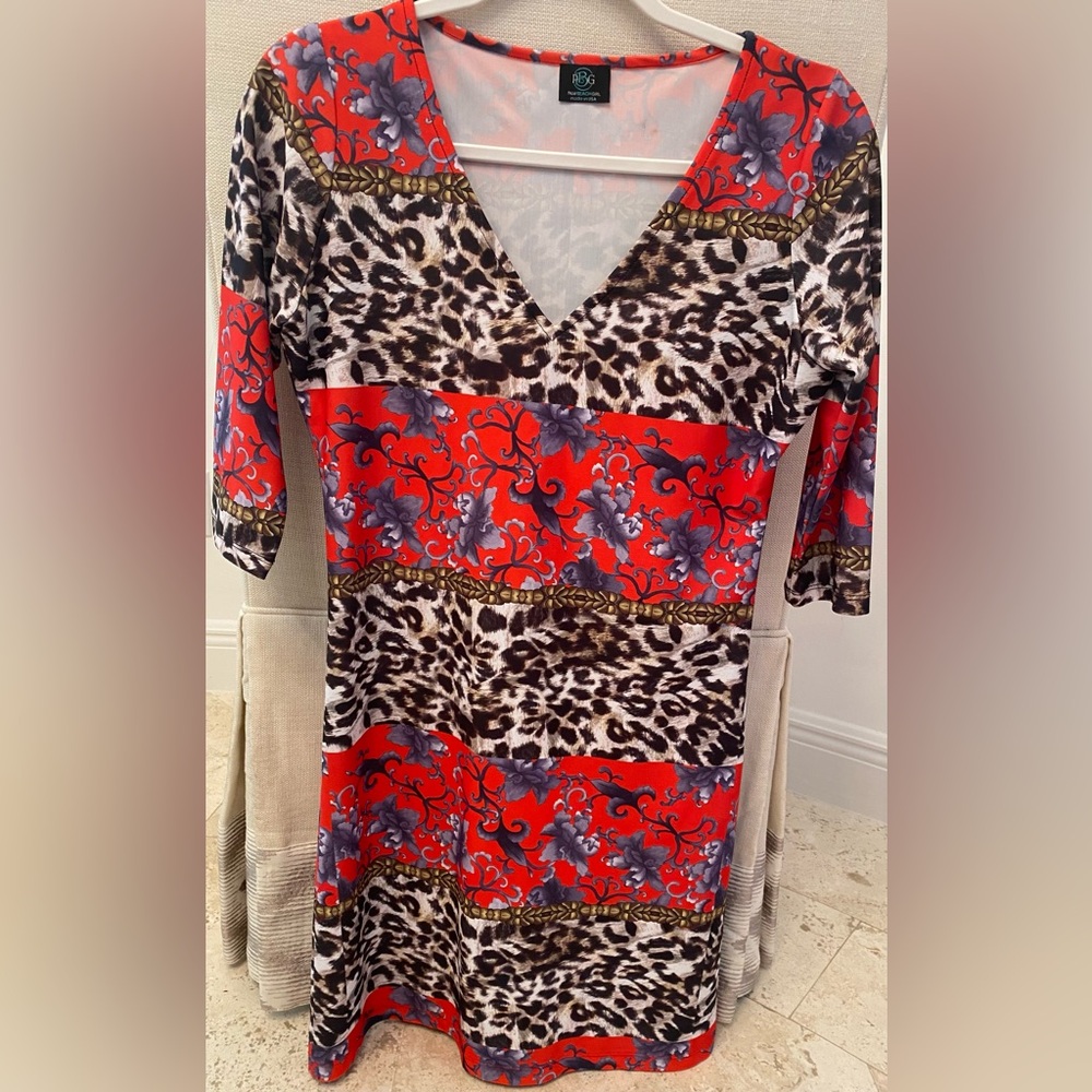 PALM BEACH GIRL PRINTED V-NECK MINI DRESS